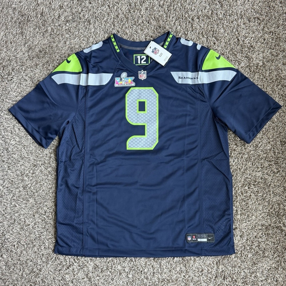 Nike Seattle Seahawks Super Bowl LX Patch Game Home Jersey Kenneth Walker #9 2XL
